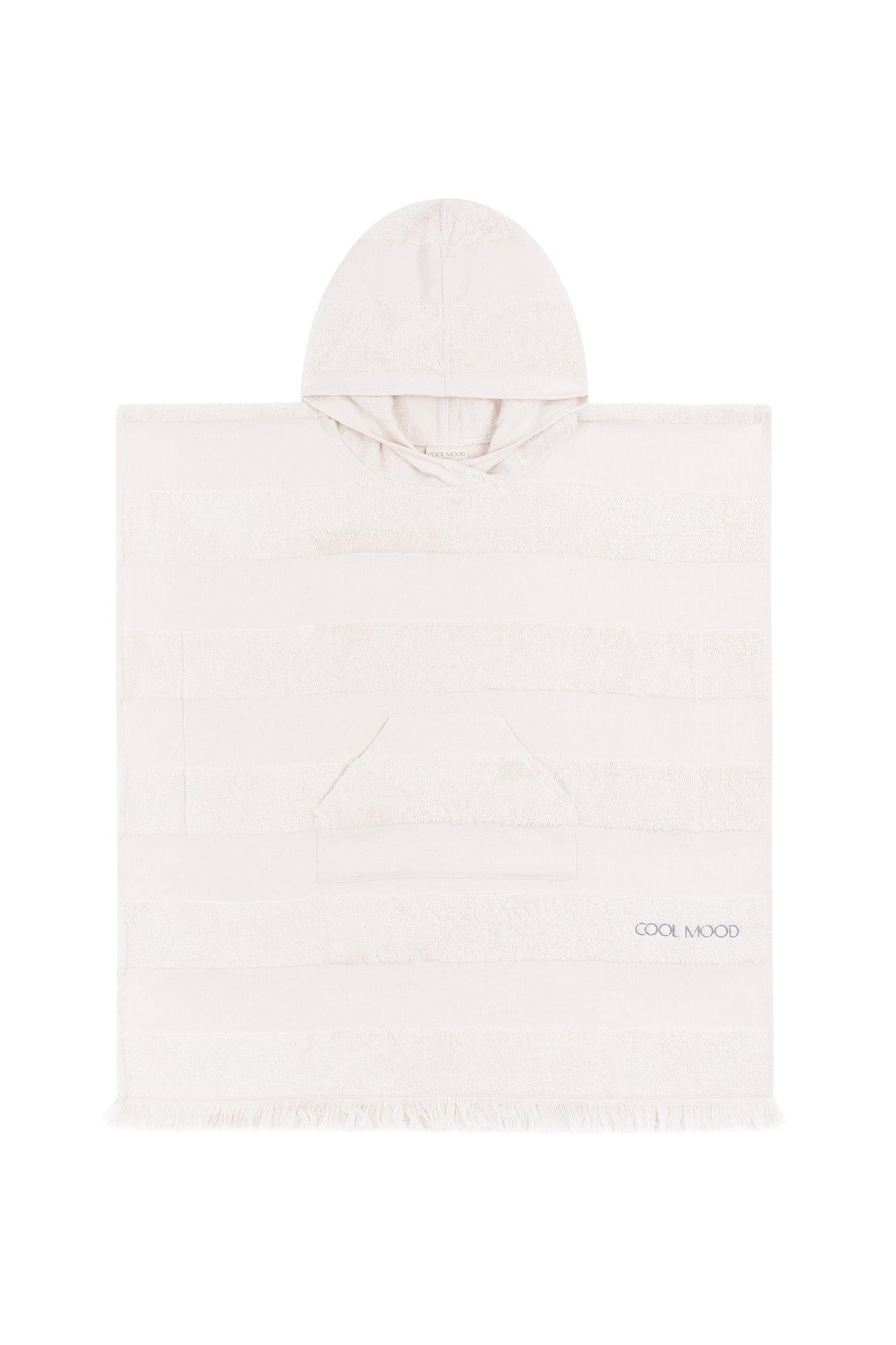 Kids Beach Poncho in natural shade, with soft terry stripes