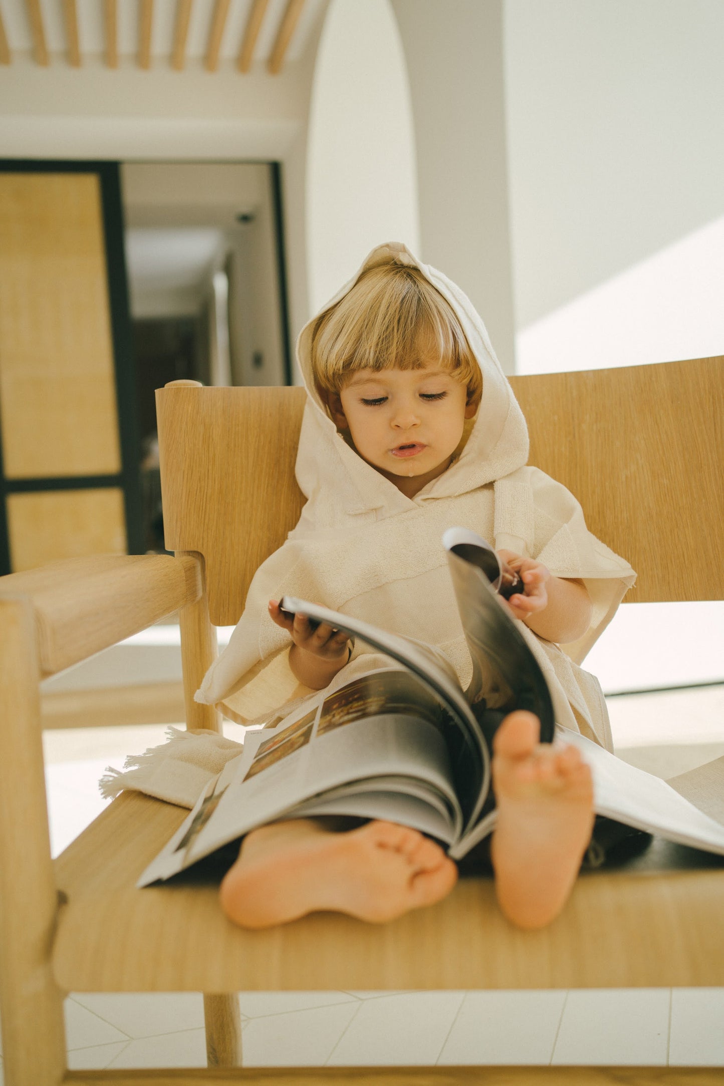 Undyed Kids Beach Poncho
